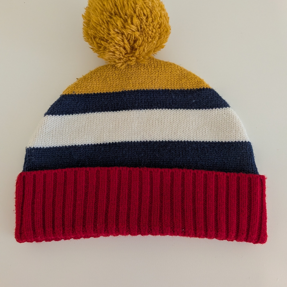 F&F Kids Striped Beanie with Pom Pom -‎ Red, Navy, White, Yellow - Picture 5 of 6